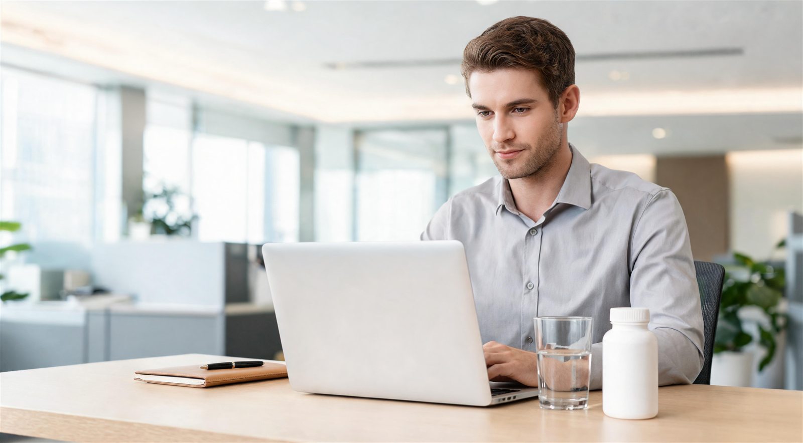 Professional starting a balanced workday routine